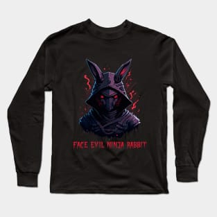 face evil ninja rabbit Long Sleeve T-Shirt